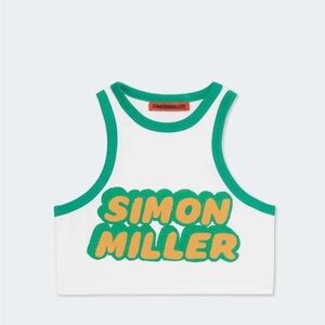 Simon Miller White and Green Crop Top